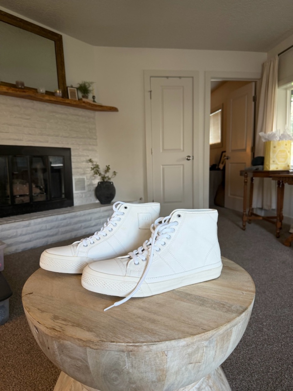 Frye White Leather High-Tops - Size 11.5